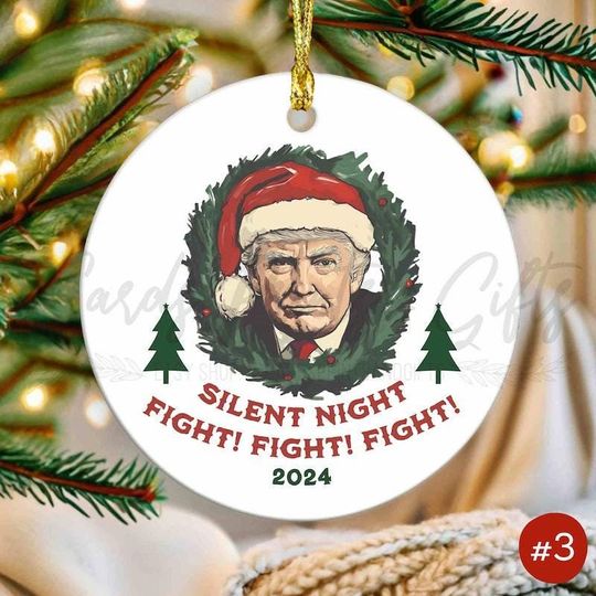 Funny Trump Christmas Ornament, Fight Fight Fight, Gag Gift Republican, Make Christmas Great Again, Pro-Trump Anti-Liberal, Elect Red 2024
