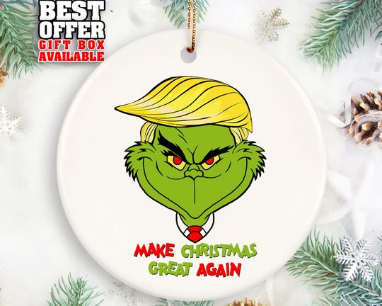 Funny Trump Ornament, Make Christmas Great Again, Funny Christmas Ornament 2024, Christmas Gift, Santa Gift, Christmas Stocking Gift, _162