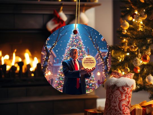 Trump Christmas Ornament  Make Christmas Great Again Ceramic Ornament