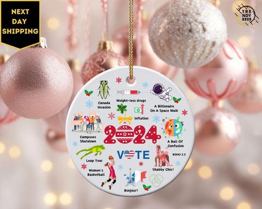 Major Notable Events Ornament,2024 Year in Review Trump Ornament,2024 Christmas Ornament, Funny Cute Year to Remember Commemorative