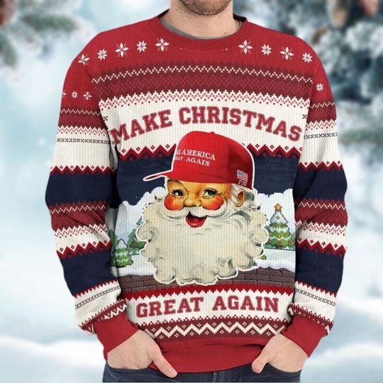 Donald Trump Ugly Christmas Sweaters, Make Christmas Great Again Shirt,  Trump Santa Claus Funny Sweater, Christmas Gift For Republican