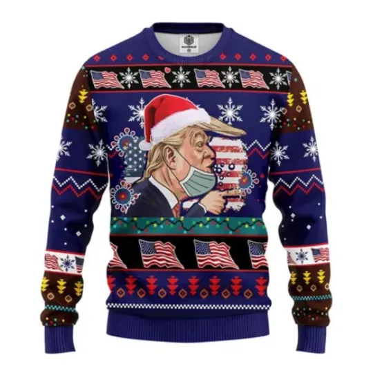 Donald Trump Corona Virus Christmas Ugly Christmas Sweater Gift giving