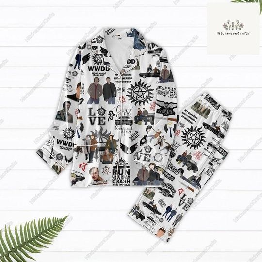Supernatural Pajamas Set, Supernatural Pajamas Family, Supernatural Pajamas Christmas, Sam And Dean Shirt, Winchester Brothers Pajamas