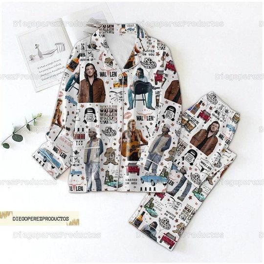 Retro Wallen Western Pajamas, Wallen Western Women Pajamas, Wallen Country Music Merch, Wallen Bullhead Fan Gift