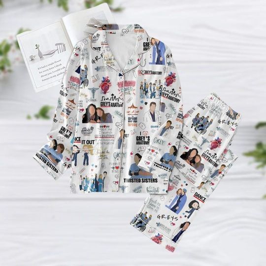Grey Anatomy Pajamas Set, Gray Sloan Pajamas Pants, Doctor Gray Pajamas, Gray Anatomy Holiday Pajamas, Meredith Gray Halloween Pajamas