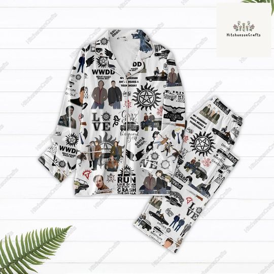 Supernatural Pajamas Set, Supernatural Pajamas Family, Supernatural Pajamas Christmas, Sam And Dean Shirt, Winchester Brothers Pajamas