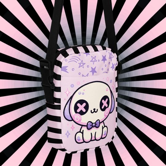 Creepy Cute Pastel Goth Puppy Dog Crossbody Bag