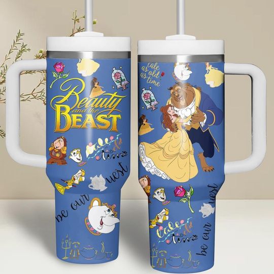 Beauty And The Beast Tumbler 40oz, Tale As Old As Time Tumbler Cup, Belle And Co Tumbler, Princess Disney Tumbler, Disney Couple Gift