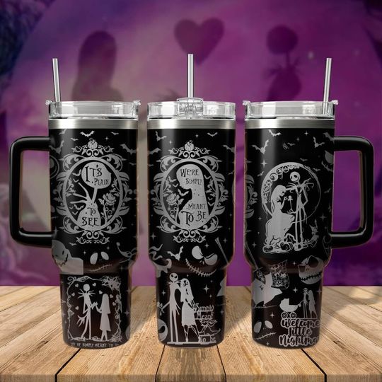 Jack And Sally 40oz Tumbler, Disney Couple Tumbler Cup, Horror Movie Tumbler Cup, Nightmare Christmas Tumbler, Jack Skellington Cup