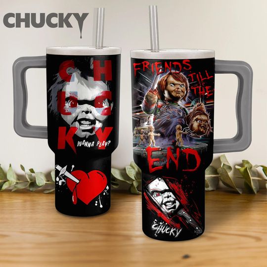 Chucky Doll 40oz Tumbler, Chucky Horror Tumbler Cup, Chucky And Tiffany Tumbler, Chucky Childs Play Stainless Tumbler, Christmas Gift