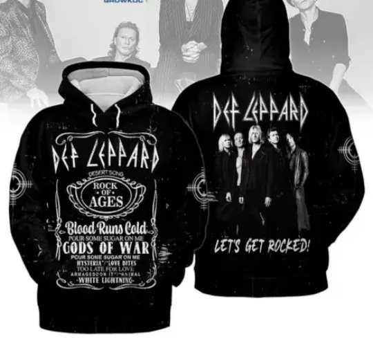 Def Leppard Let’s Get Rocked Blood Runs Cold God Of War 3D Hoodie