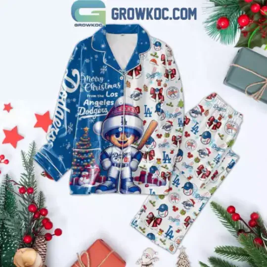 LA Dodgers All I Want For 2024 Christmas Is Dodgers Polyester Pajamas Set Gift
