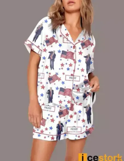 Trump Fight 2024 Pajama Set - 2024 Election Theme Sleepwear for Men/Women