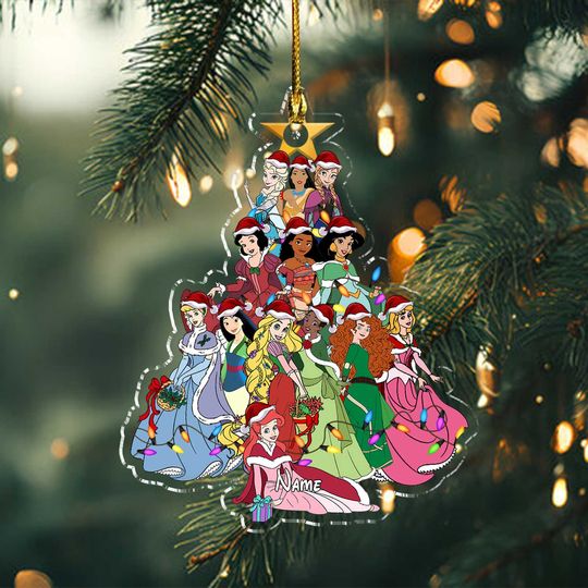 Personalized Disney Princess Christmas Tree Acrylic Ornaments, Princess Characters Christmas Gift for Her