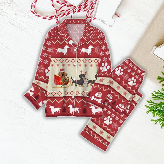 Dachshund Christmas Pajamas Set, Funny Dachshund Holiday Pajamas, Animal Love Matching Pajamas Set, Christmas Dog Pajamas, Kid Pajamas