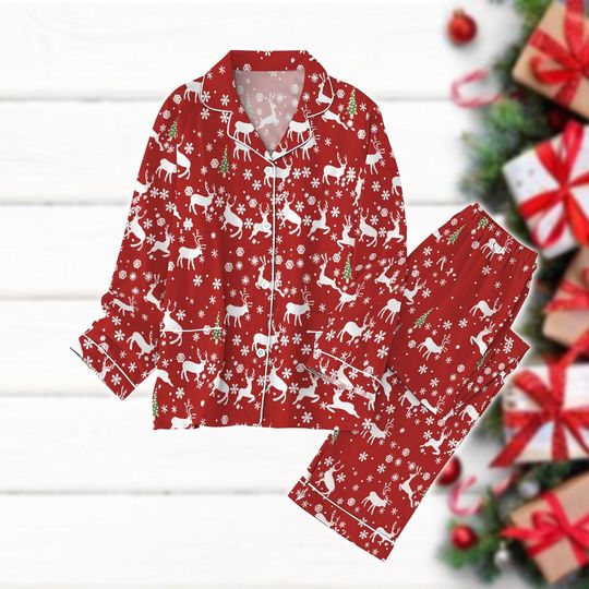 Reindeer Christmas Pajamas Set, Santa Clause Holiday Pajamas, Funny Chrismtas Pajamas Pants, Snow Family Pajamas, Xmas Holiday Gift