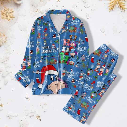 Eeyore Christmas Pajamas Set, Disney Family Pajamas, Girls Disney Pajamas, Pajama Party Set, Pajama Pants Women, Winnie The Pooh Pjs