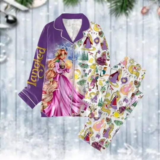 Christmas Tangled Pajamas Set, Disney Rapunzel Shirt, Tangled Princess Pajamas