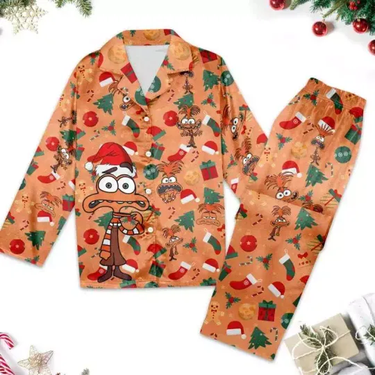 Anxiety Inside Out Christmas Pajamas, Inside Out Christmas Pajamas Set