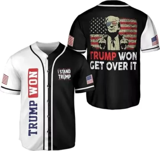 2024 Trump Won Get Over It Baseball Jersey I Stand With Trump