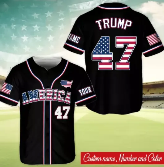 USA Trump 47 Baseball Jersey,  Custom Name Trump baseball jersey