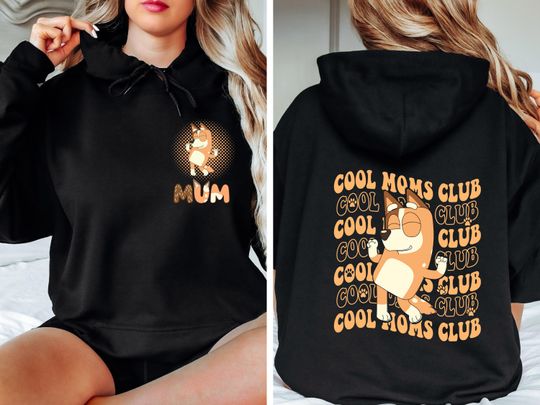 Cool Moms Club BlueyDad Hoodie, Mom Birthday Gift, BlueyDad Bingo Hoodie, Bandit Chilli Mom