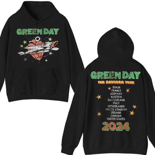 Green Day Airplane Heart Grenade Tour Double Sided Hoodieeatshirt