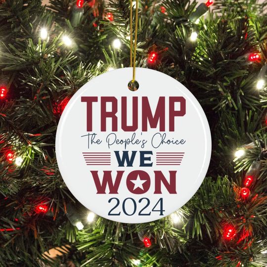 Political Ceramic Ornaments, Trump Holiday Decor, Double-Sided Republican Gift, Patriotic MAGA Keepsake Ornament Conservative Home Decor