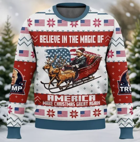 Trump Believe In The Magic Of America Make Christmas Great Again Ugly Sweater