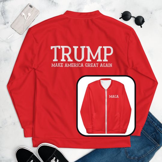 Trump Bomber Jacket, MAGA 2024, Conservative Republican Jacket, Make America Great Again Apparel, President Donald Trump Supporter Gift