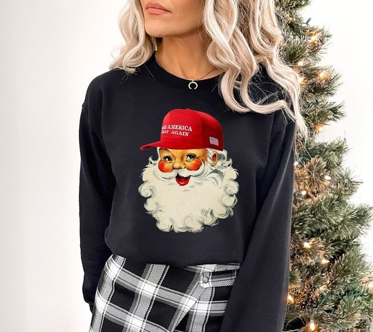 Make Christmas Great Again Trump Christmas Sweatshirt, Funny Trump Christmas Sweatshirt, Santa Sweatshirt