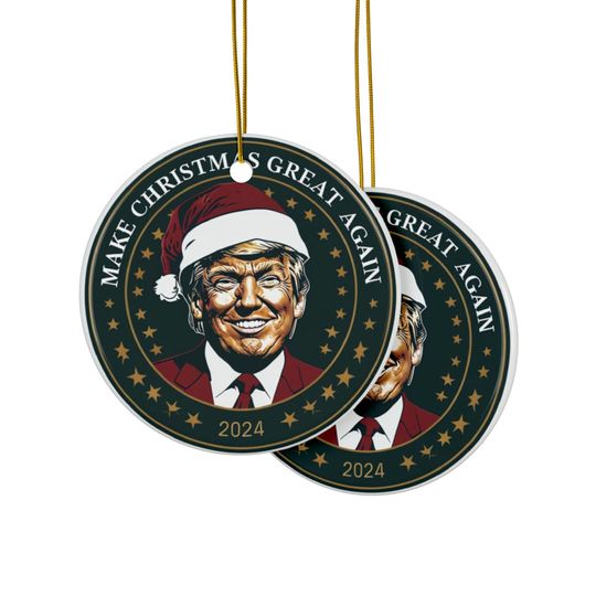 Ceramic Ornament, Santa Trump Make Christmas Great Again 2024, Holiday Decor, Christmas Gift, Political Christmas Decor, Christmas Tree