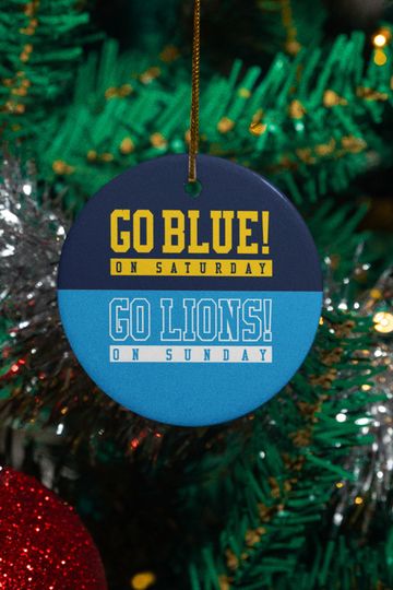 Go Blue on Saturday, Go Lions on Sunday Ornament  Michigan Wolverines & Detroit Lions Fan Gift, Football Christmas Ornament
