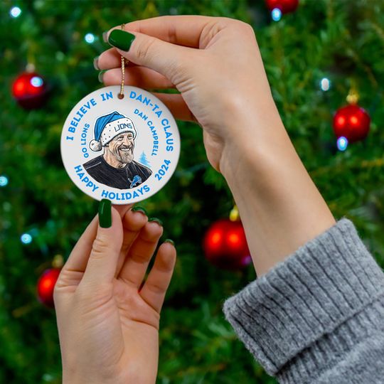 Dan Campbell Detroit Lions Christmas Ornament - Head Coach Grit Art for Tree Decoration - Michigan Football Gift for Detroit Fans