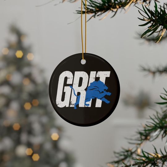 Ceramic Ornaments, Detroit Lions Grit, Snowflake and Round Design, Christmas Tree Decoration, Holiday Gift, football Fan Decor, Lions Pride