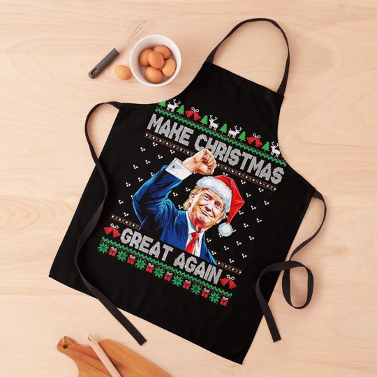 Funny Trump 2024 Make Christmas Great Again Ugly Christmas  Apron