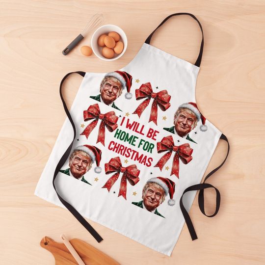 I Will Be Home For Christmas Trump 2024 Cow Coquette Apron