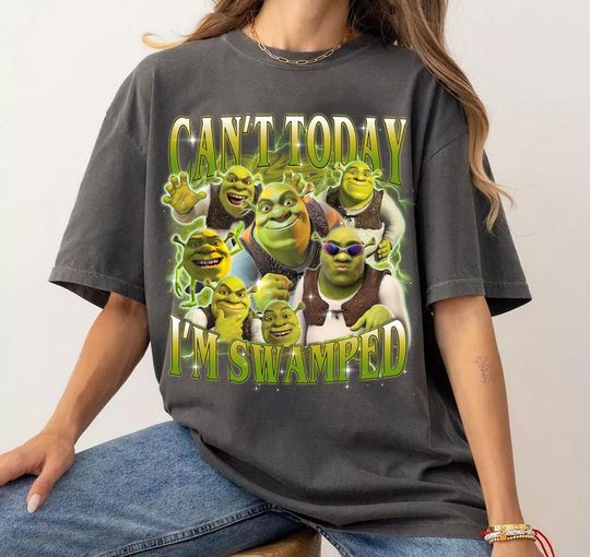 Can't Today I'm Swamped Shirt, Shrek Funny Shirt, Fiona and Shrek Shirt, Funny Shrek Trending Shirt, Shrek Face Meme Shirt
