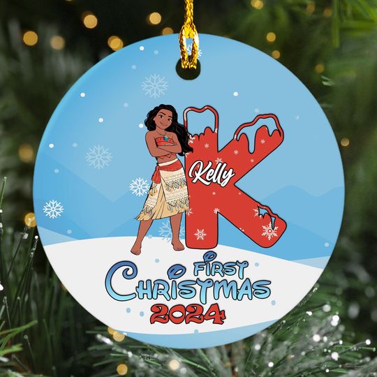 Custom Moana Ornament, Personalized Moana Princess First Christmas Ornament, Cute Native Moana Princess Xmas Keepsake Gift For Kid