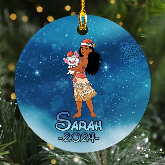 Personalized Moana Princess Christmas Ornament, Moana Character Christmas Ornament, Moana  Family Christmas Gift, Princess Decor
