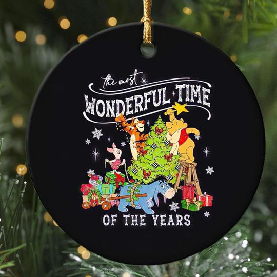 Winnie The Pooh Christmas Ornament, The Most Wonderful Time Of The Years Xmas Tree Decor, Family Pooh Keepsake, Pooh Bear Gift For Kid