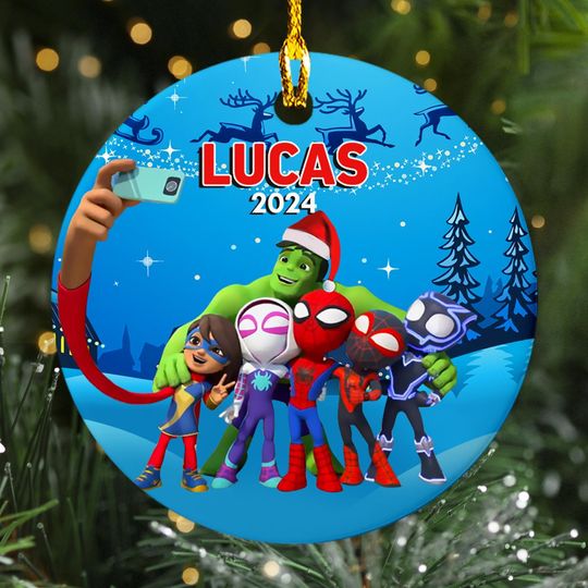 Personalized Ornament Superhero Group, US Supersoldier Characters Xmas Ornament Fan Gift, Customized Christmas Tree Decor Gift For Kid