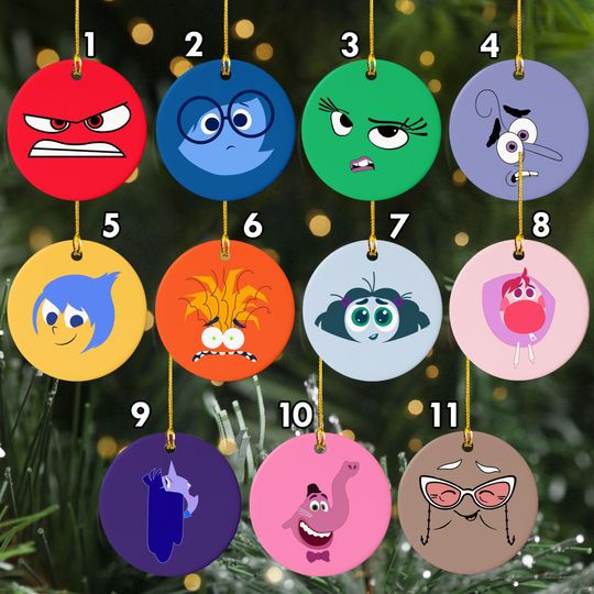 Personalized Inside Out 2 All Characters Face Christmas Ornament, Inside Out Emotion Xmas Tree Decor, Inside Out Family Keepsake