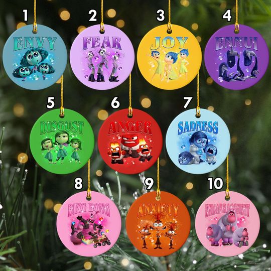 All Inside Out 2 Characters Christmas Ornament, Inside Out Family Xmas Tree Decor, It's Okay Mental Health Xmas Gift For Kid Friends