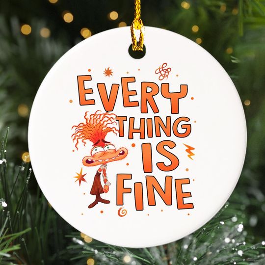 Anxiety Every Thing This Is Fine Christmas Ornament, Inside OUt Funny Quote Ornament, Inside Out Xmas Tree Decor, Boy Keepsake Gift
