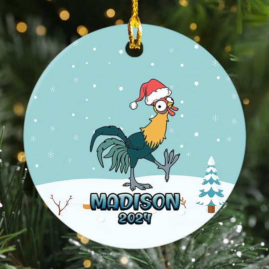 Personalized Moana Princess Christmas Ornament, Hei Hei Chicken Pet Customized  Christmas Tree Decor, Princess Hei Hei Gift For Kid
