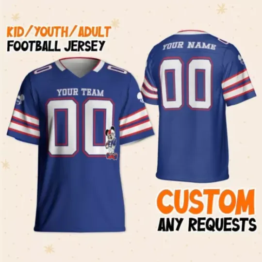 Custom Disney Mickey Super Star Buffalo Sport Blue Football, Magic Kingdom