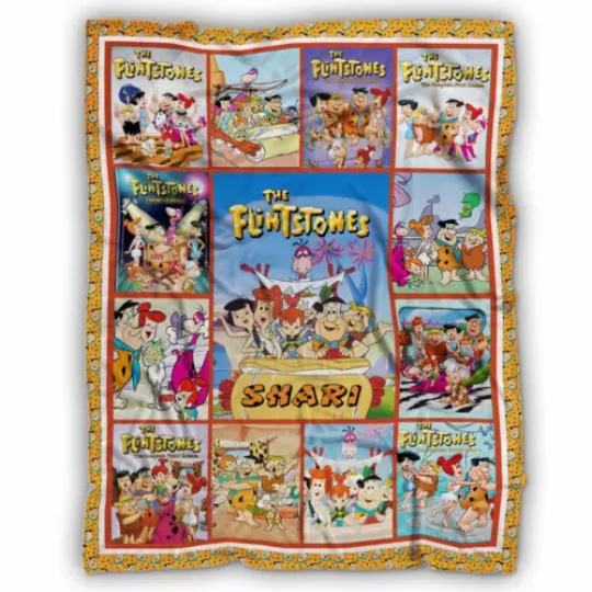 Personalized The Flintstones Blanket, Custom Name Quilt