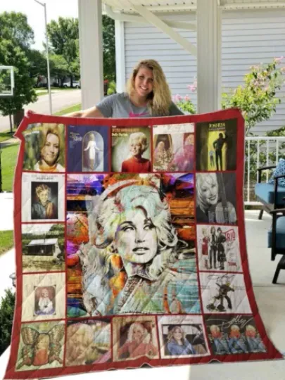 Dolly Parton Quilt Blanket, Gift for Fan Music Lovers Blanket