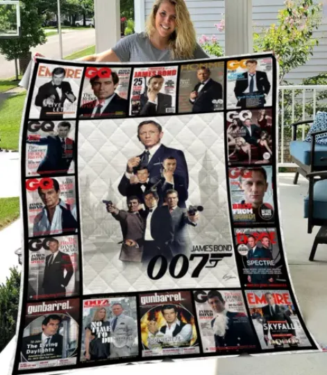 The World Of James Bond Quilt Blanket, Gift for Movie Lovers Blanket